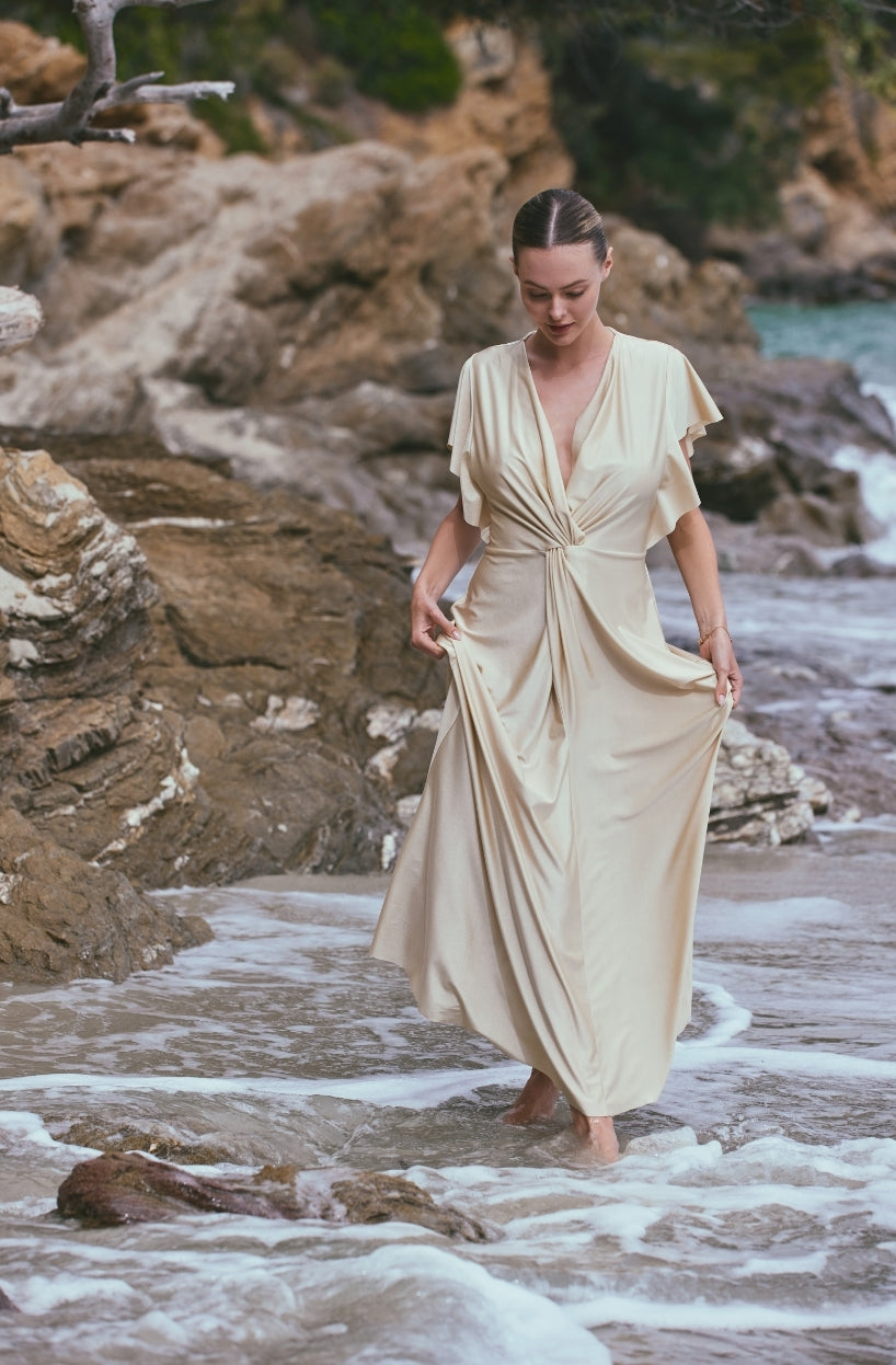 beige beach dress Boho Maxi Dress Beige / Beach Cover Up / Summer Tie Dye Dress