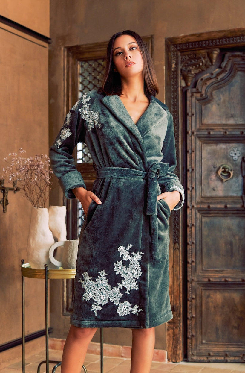 Peignoir Femme Marjolaine Modèle ICY - Taille 40, Gris, En Nylon Et Polyester