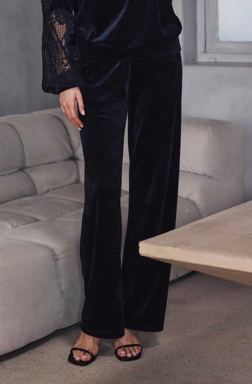 Pantalon en velours noir Branda | Marjolaine lingerie