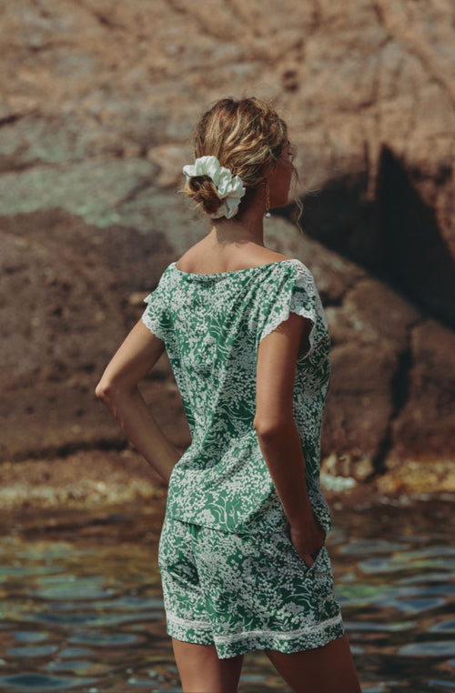 Kurze Cyane-Hose aus Crêpe mit Blumenmuster - Marjolaine - 3