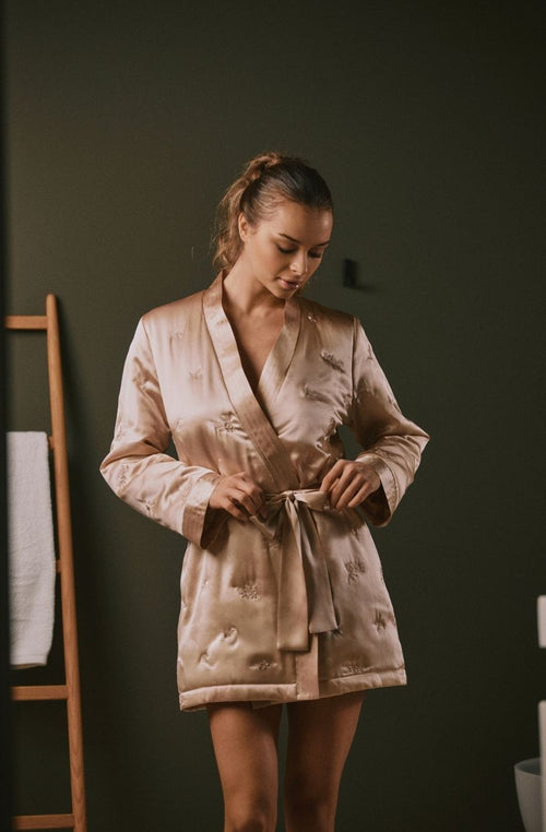 Doria short quilted silk robe - Marjolaine - 1