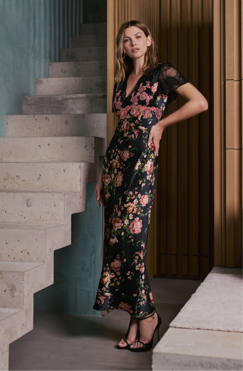 Bernadette long silk nightie dress | Marjolaine lingerie