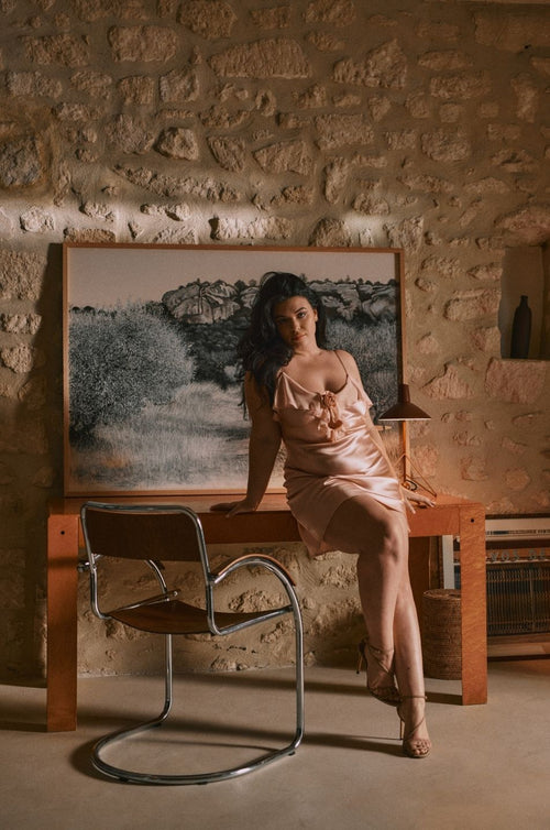 Robe nuisette en soie Daniella à volants - Marjolaine - 1