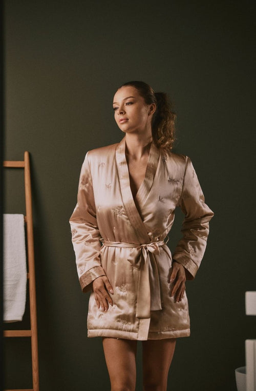 Doria short quilted silk robe - Marjolaine - 2