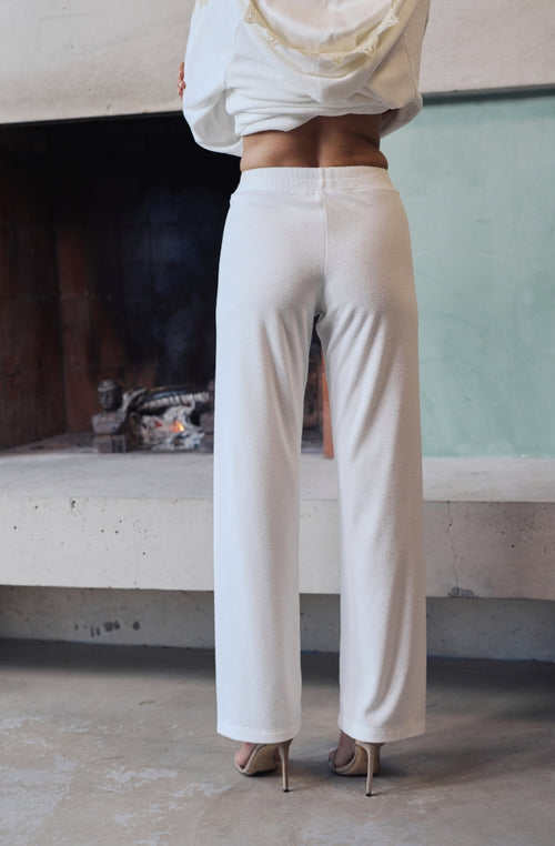 Pantalon Bianca en molleton de coton blanc | Marjolaine lingerie