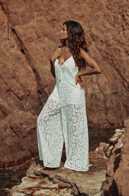 Céleste white lace jumpsuit - Marjolaine - 3
