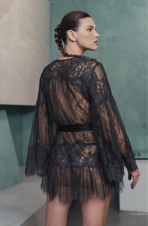 Kimono court en dentelle verte Brooke - Marjolaine - 3