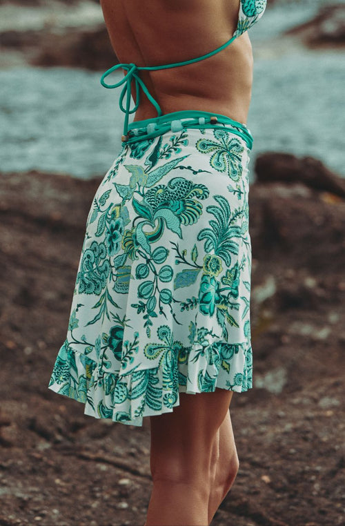 Cyra Short Bejeweled Floral Print Pareo | Marjolaine lingerie
