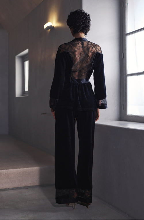 Pyjama en velours et dentelle Billie | Marjolaine lingerie