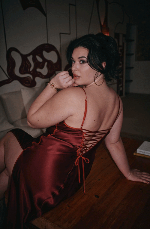 Elegant Diane long silk nightdress with contrasting piping - Marjolaine - 1