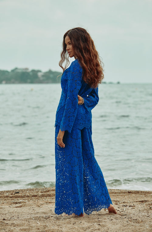 Celestial blue lace shirt - Marjolaine - 3