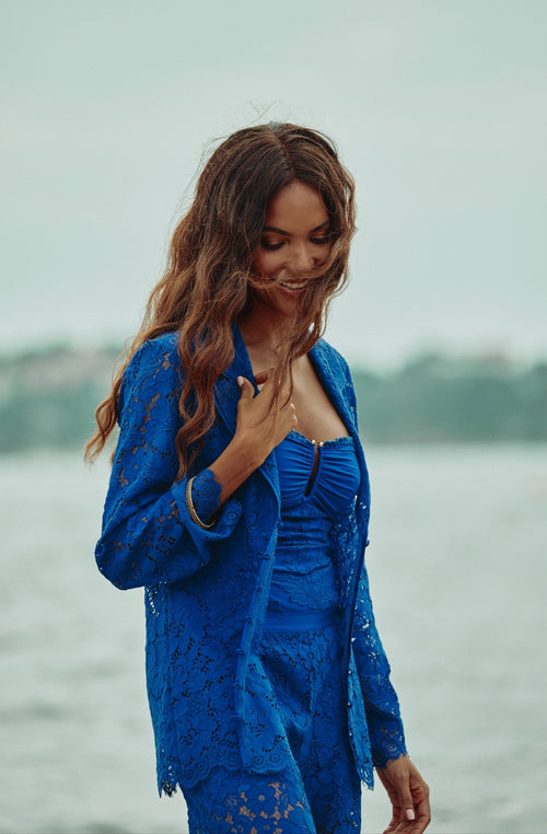 Celestial blue lace shirt - Marjolaine - 4