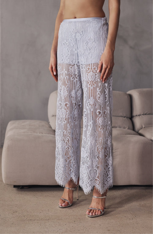 Pantalon bleu en dentelle Branda | Marjolaine lingerie