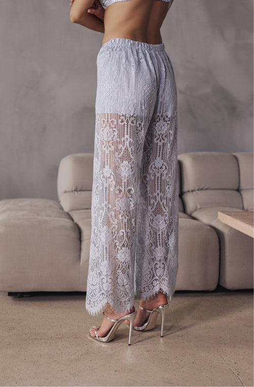 Pantalon bleu en dentelle Branda | Marjolaine lingerie