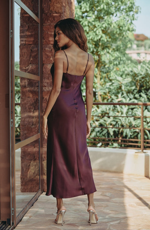 Calista long brown silk nightgown - Marjolaine - 3