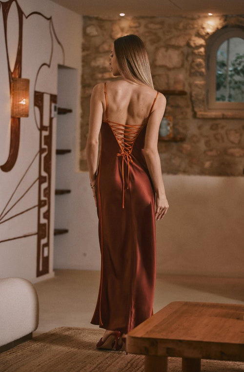 Elegant Diane long silk nightdress with contrasting piping - Marjolaine - 3