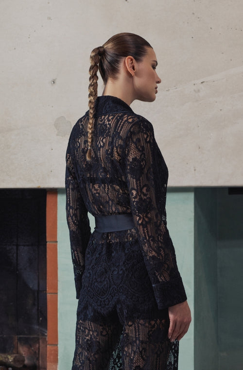 Veste tailleur en dentelle noire Branda | Marjolaine lingerie