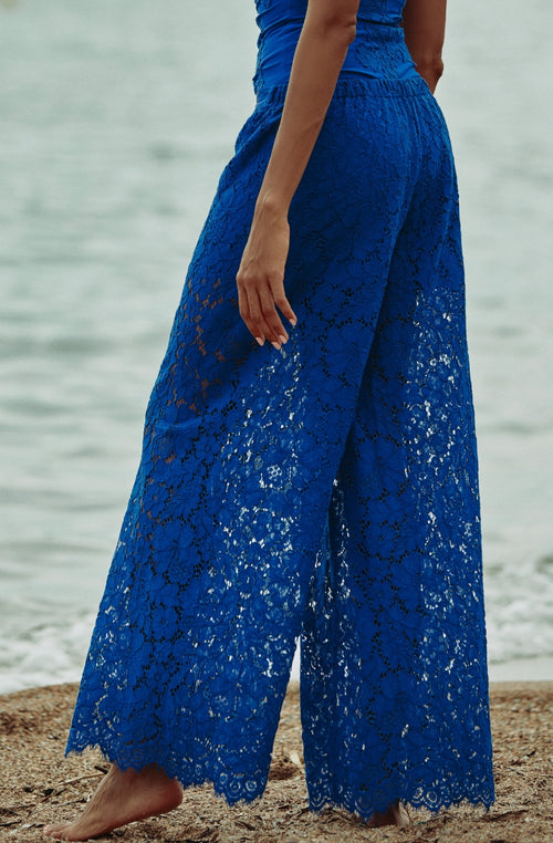Blaue Spitzenhose Céleste | Marjolaine Dessous