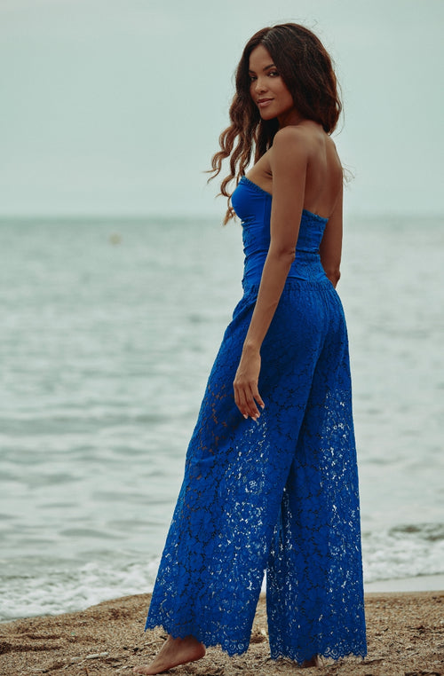 Blaue Spitzenhose Céleste | Marjolaine Dessous