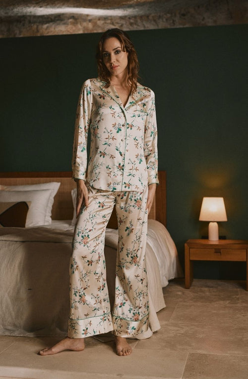 Pyjama en satin à motif floral Daisy - Marjolaine - 4