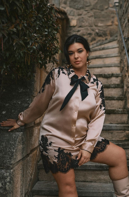 Doria silk and lace shirt dress - Marjolaine - 2