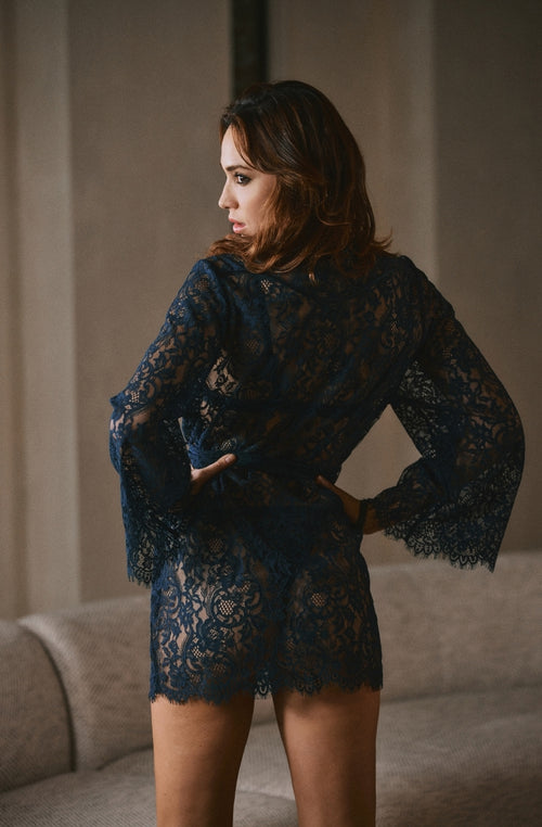 Désirée blue lace short kimono - Marjolaine - 3