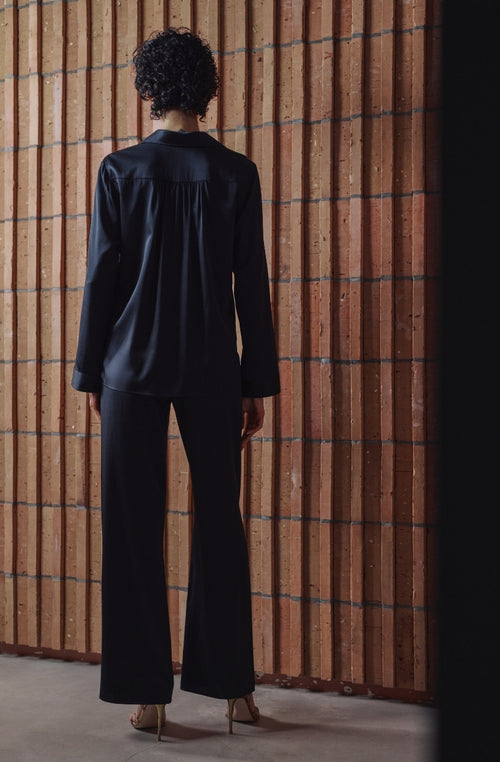 Pyjama Bonnie en satin noir - Marjolaine - 3