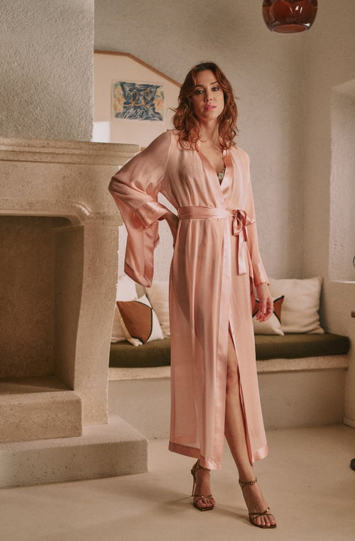 Kimono lang aus Daniella-Chiffon - Marjolaine - 2