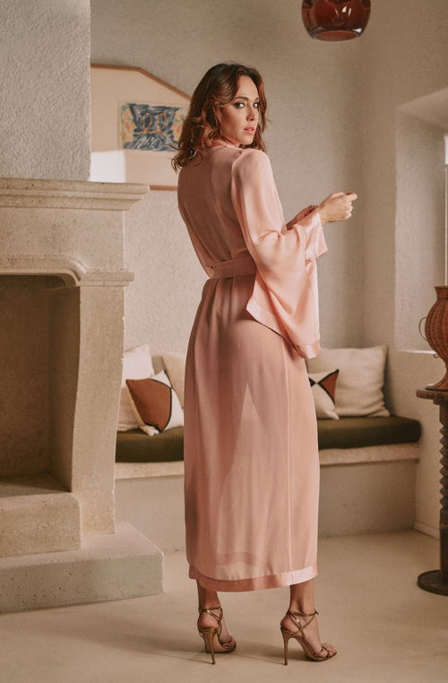 Kimono lang aus Daniella-Chiffon - Marjolaine - 3