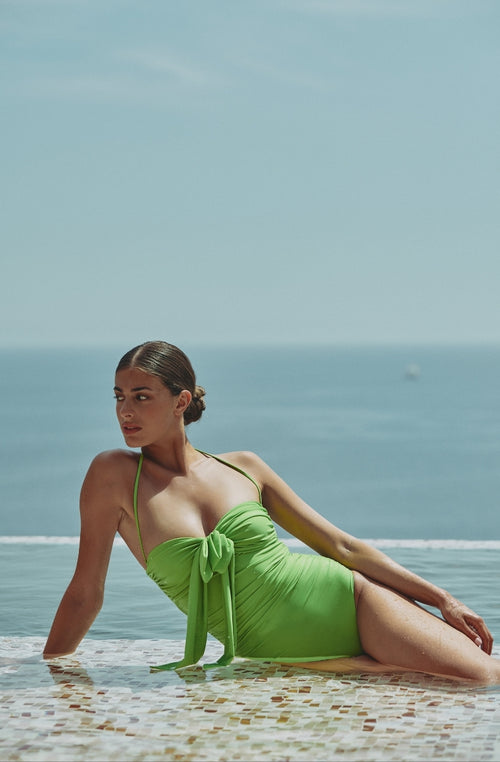 Maillot de bain une pièce bandeau vert Cassiopée | Marjolaine lingerie