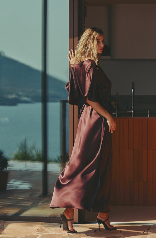 Calista brown silk caftan dress - Marjolaine - 3
