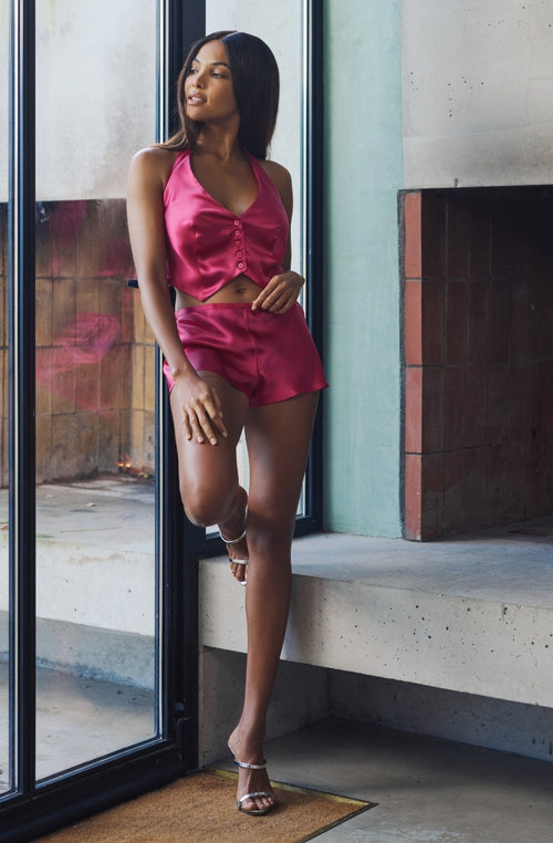 Shorty en satin rose Brooke - Marjolaine - 3