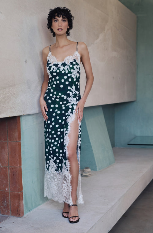 Nuisette longue en maille Babette ornée de dentelle - Marjolaine - 4