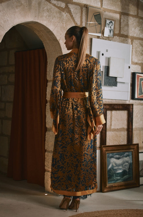 Dahlia long printed chiffon kimono - Marjolaine - 3
