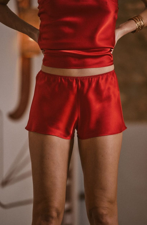 Tracy rote Seidenshorts | Marjolaine Dessous