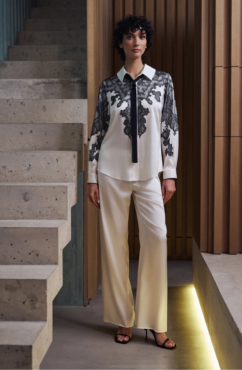 Pyjama en satin et dentelle Billie | Marjolaine lingerie