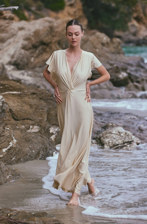 beige dress beach Swim Coverups| Coastal Muse Beige Maxi Dress - Beige