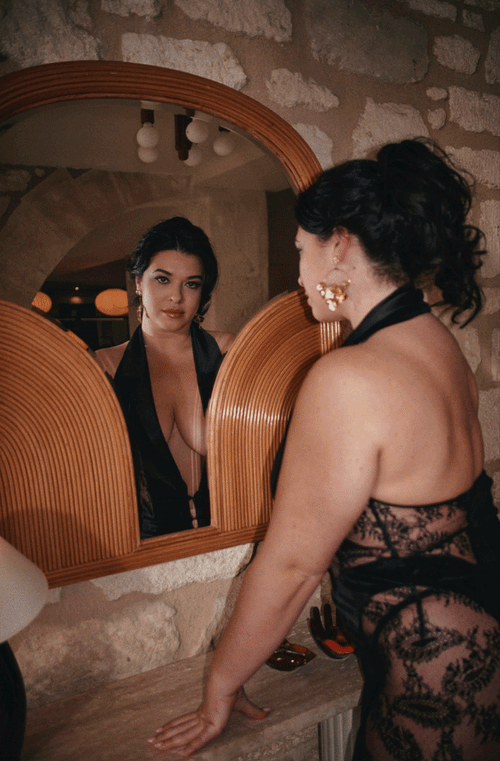 Sensual long lace and velvet nightdress Daniella - Marjolaine - 1